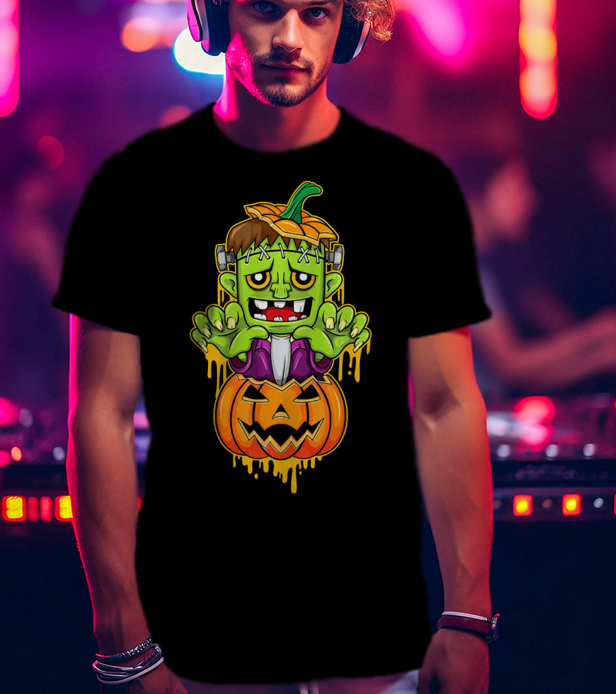 Sweet Cute Pumpkin Halloween Frankenstein Monster T-Shirt