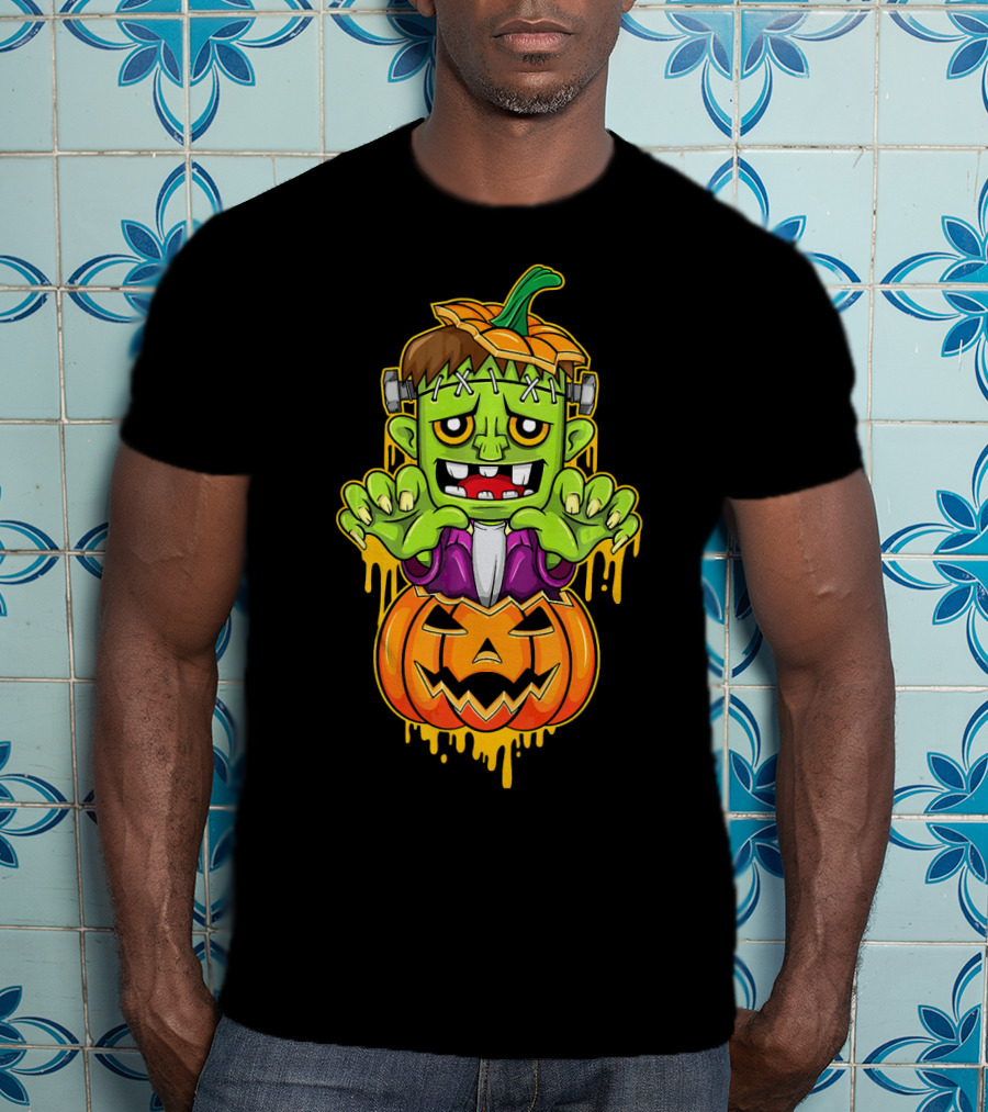 Sweet Cute Pumpkin Halloween Frankenstein Monster T-Shirt