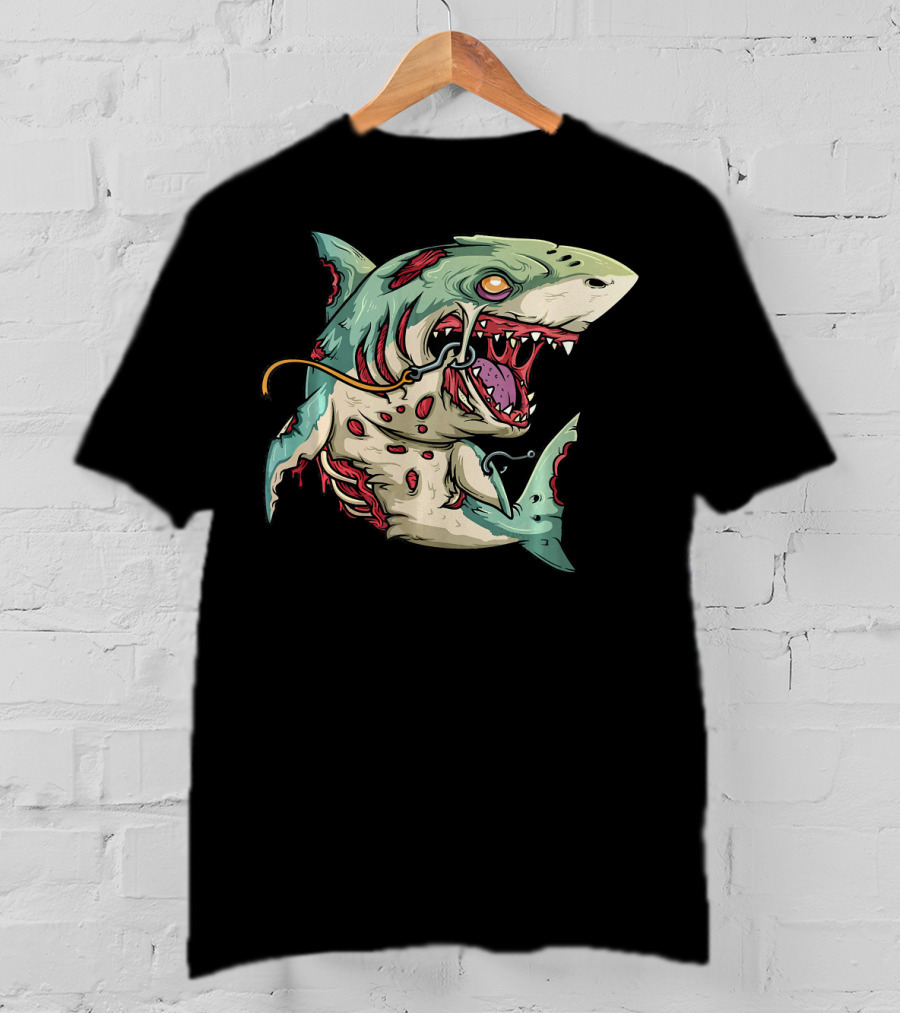 Zombie Shark Halloween Party Monster T-Shirt