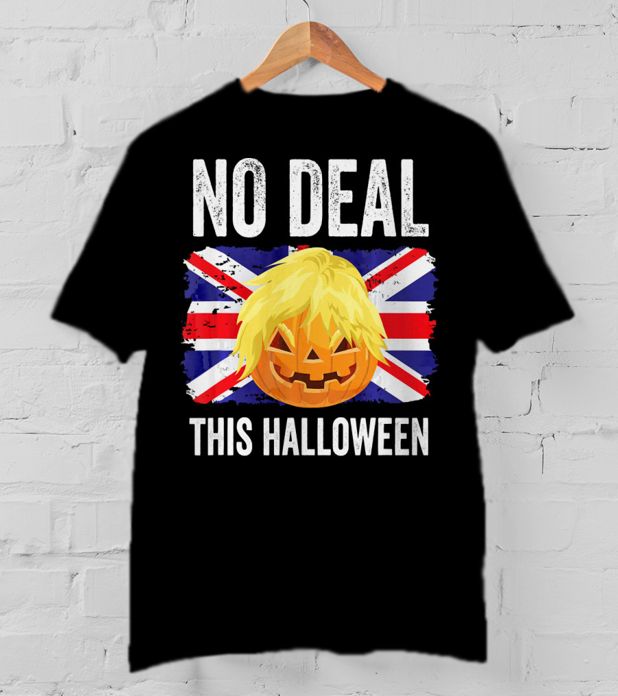 No Deal This Halloween Brexit Pumpkin UK Flag T-Shirt