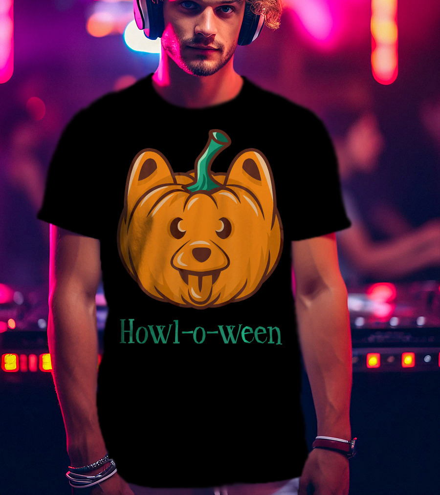 Howl-o-ween Dog Halloween Jackolantern T-Shirt