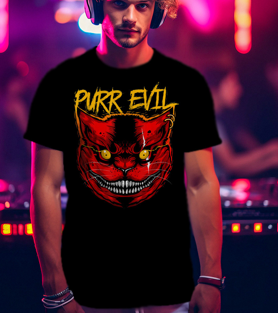 Purr Evil Cat For Halloween Saturday T-Shirt