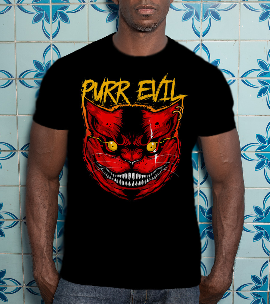 Purr Evil Cat For Halloween Saturday T-Shirt