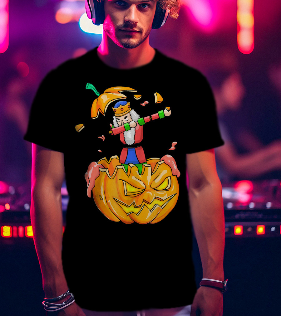 Nutcracker Dabbing On Giant Halloween Pumpkin Fun T-Shirt