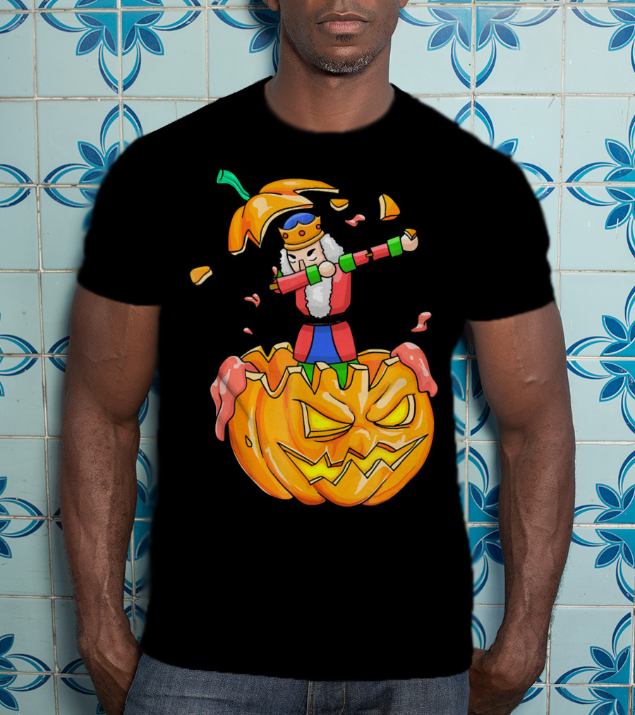 Nutcracker Dabbing On Giant Halloween Pumpkin Fun T-Shirt