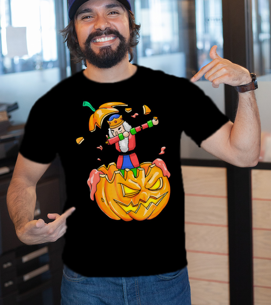 Nutcracker Dabbing On Giant Halloween Pumpkin Fun T-Shirt