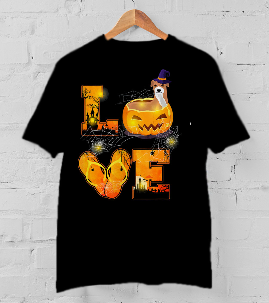 LOVE Halloween Pumpkin Italian Greyhound Spider Webs T-Shirt