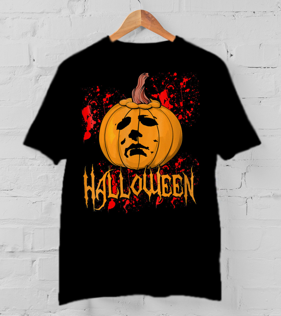 Funny Halloween Michael Myers Pumpkin Face T-Shirt