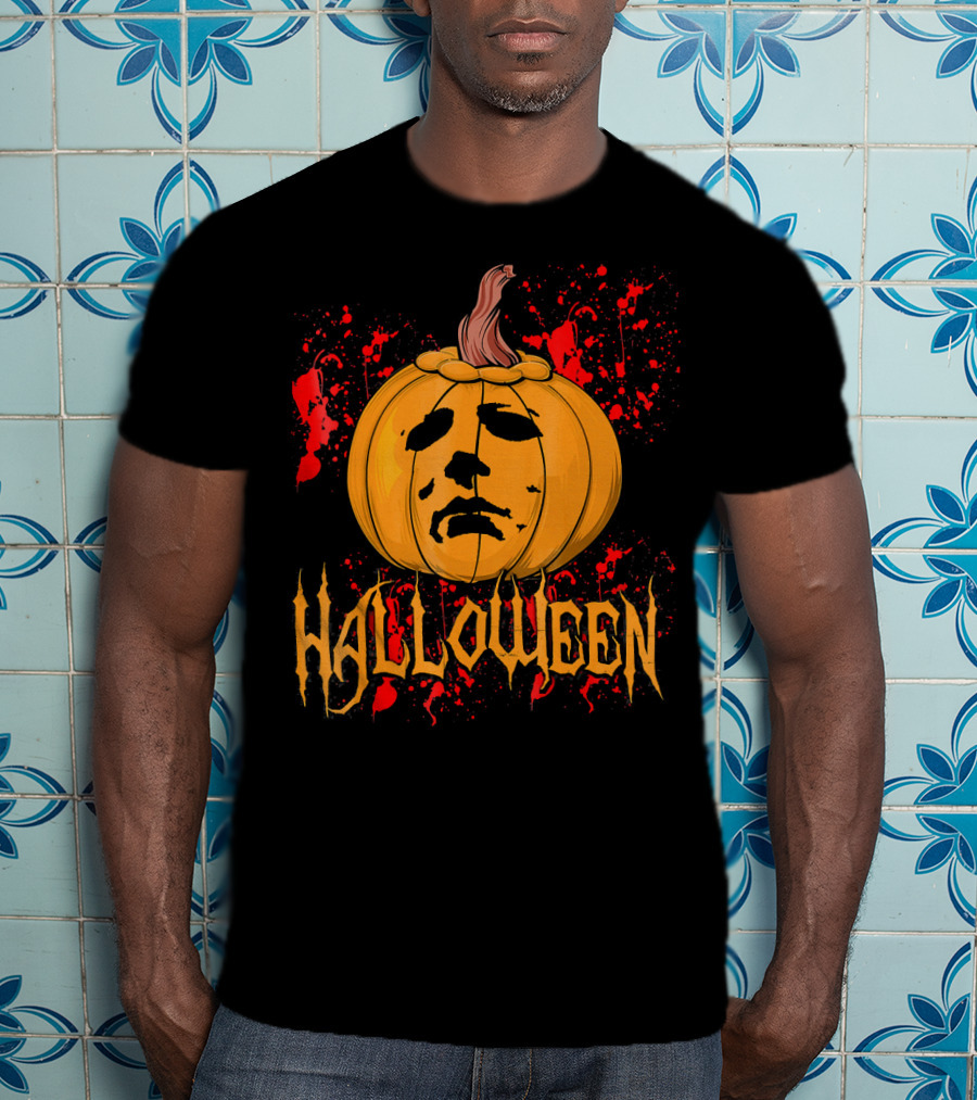 Funny Halloween Michael Myers Pumpkin Face T-Shirt