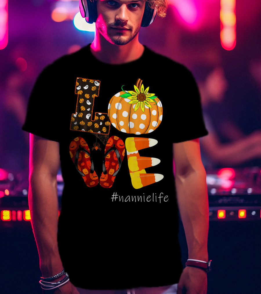LOVE Pumpkin Candy Corn Flip Flops #nannielife T-Shirt