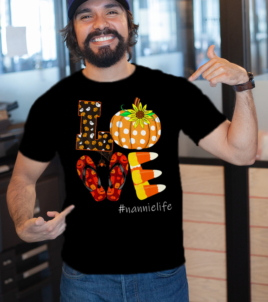 LOVE Pumpkin Candy Corn Flip Flops #nannielife T-Shirt