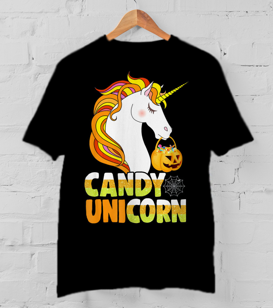 Candy Unicorn Halloween Basket T-Shirt