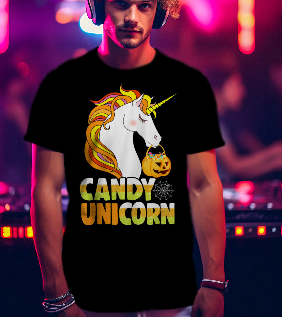 Candy Unicorn Halloween Basket T-Shirt