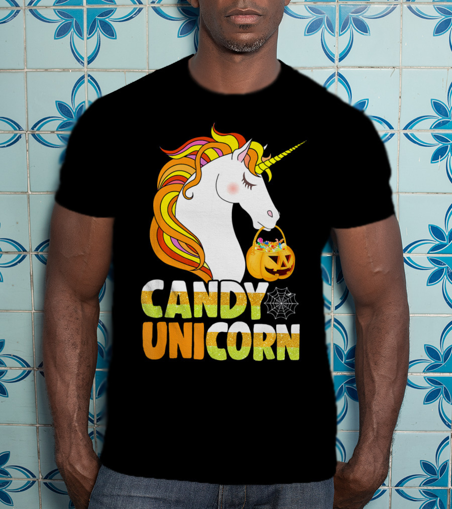 Candy Unicorn Halloween Basket T-Shirt