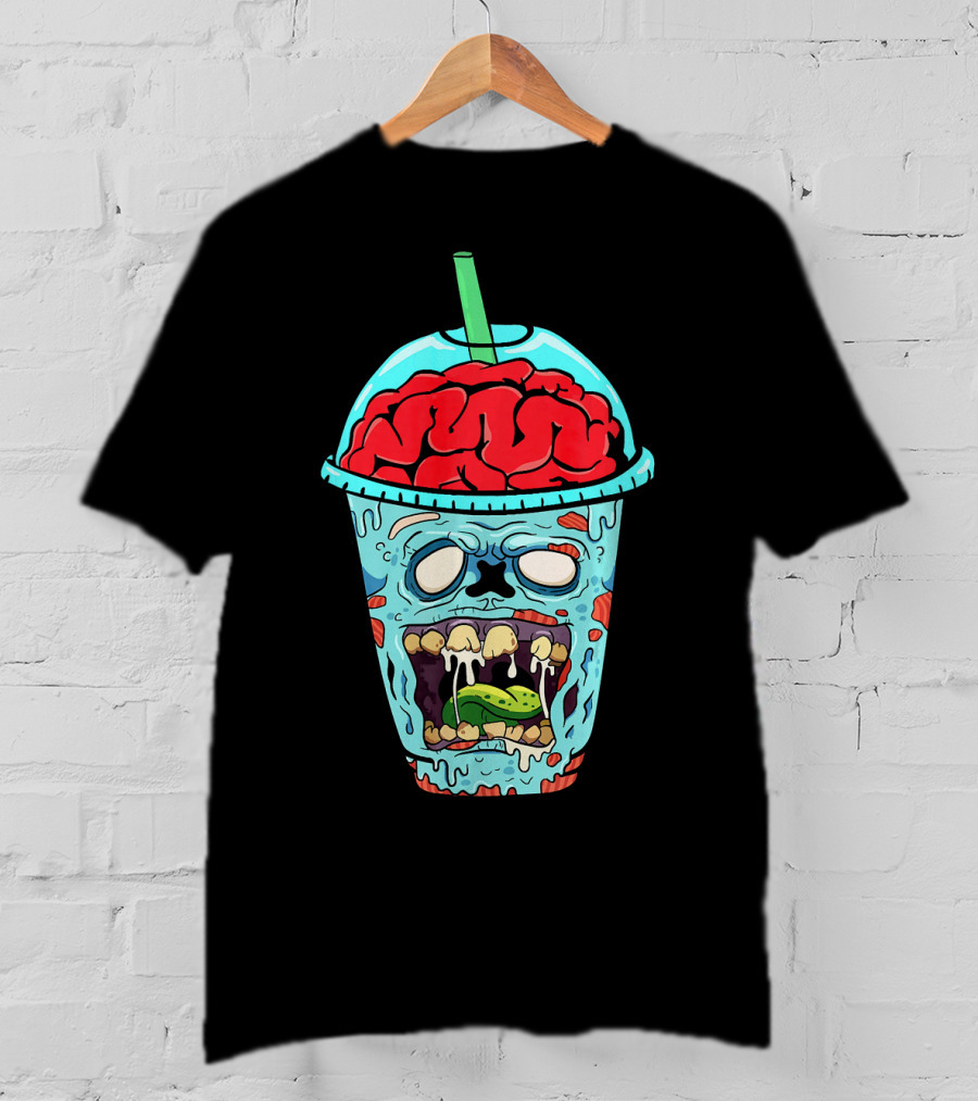 Zombie Apocalypse Brain Slushy Drink Horror T-Shirt