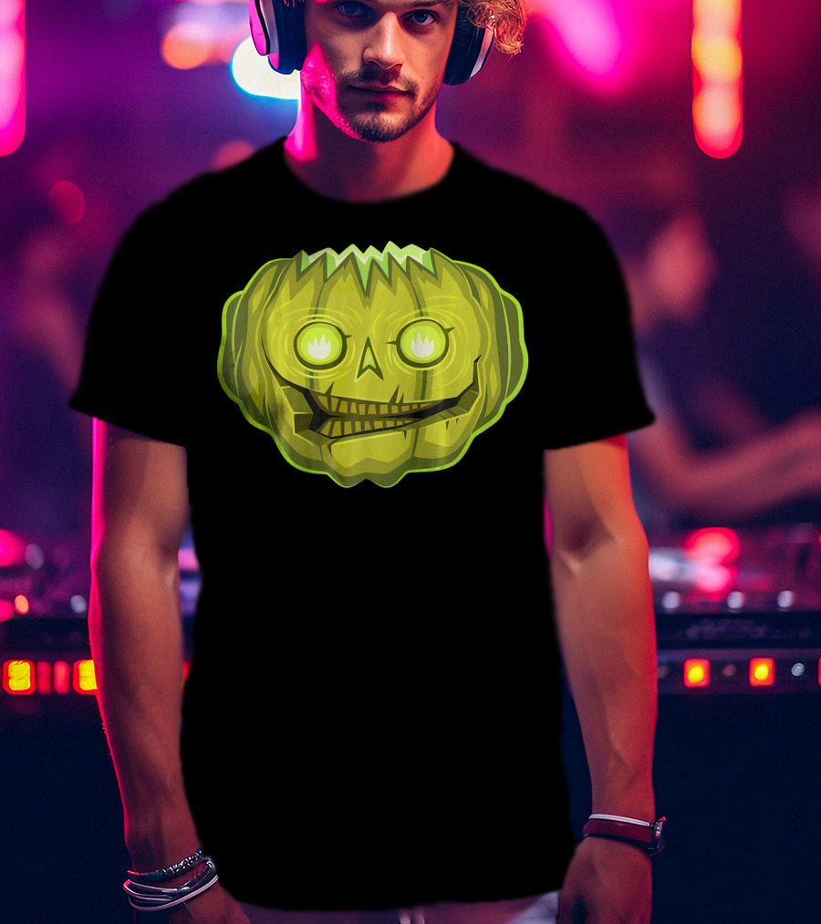 Halloween Zombie Pumpkin Glowing Skull T-Shirt