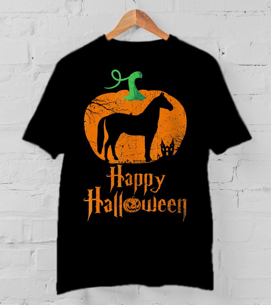 Happy Halloween Horse In Pumpkin T-Shirt