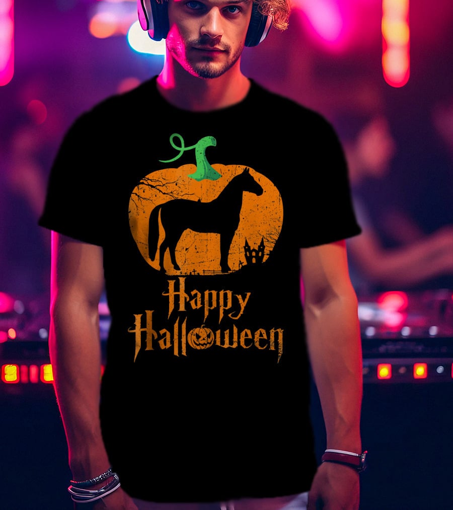 Happy Halloween Horse In Pumpkin T-Shirt