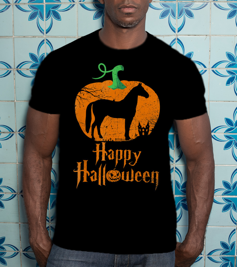 Happy Halloween Horse In Pumpkin T-Shirt