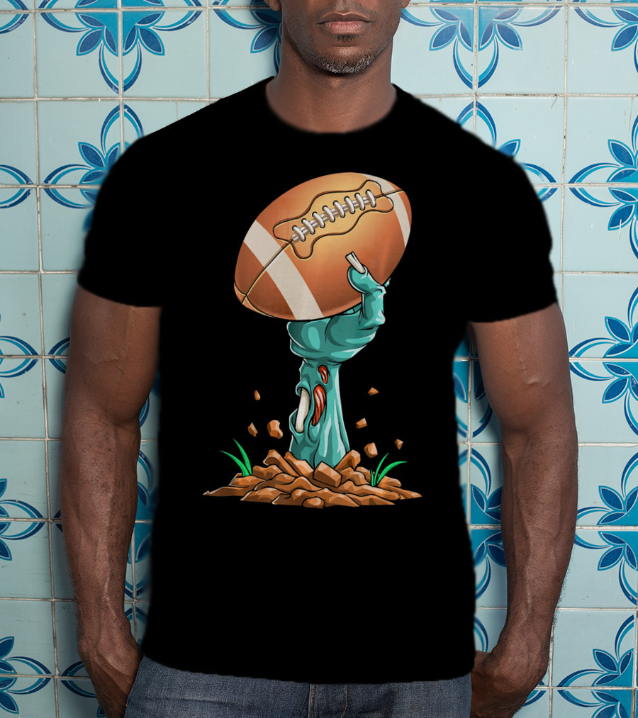 Zombie Hands Rising With Football Victory T-Shirt