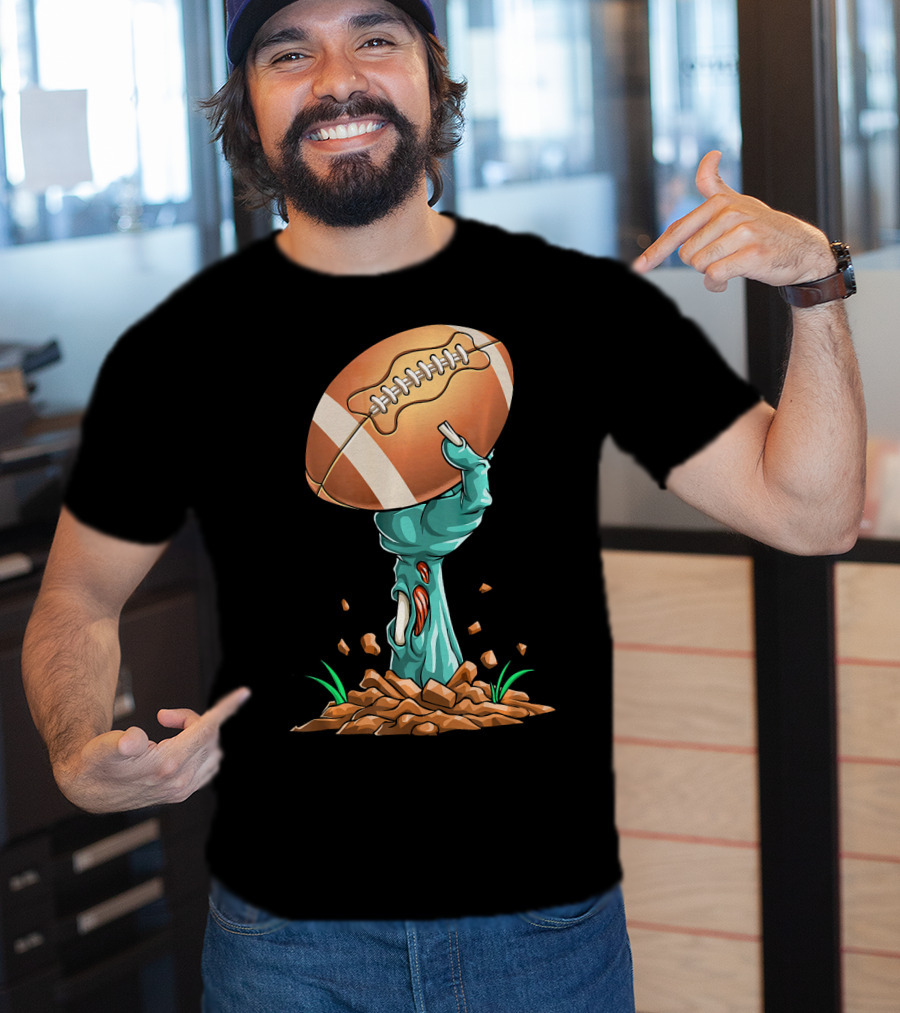 Zombie Hands Rising With Football Victory T-Shirt