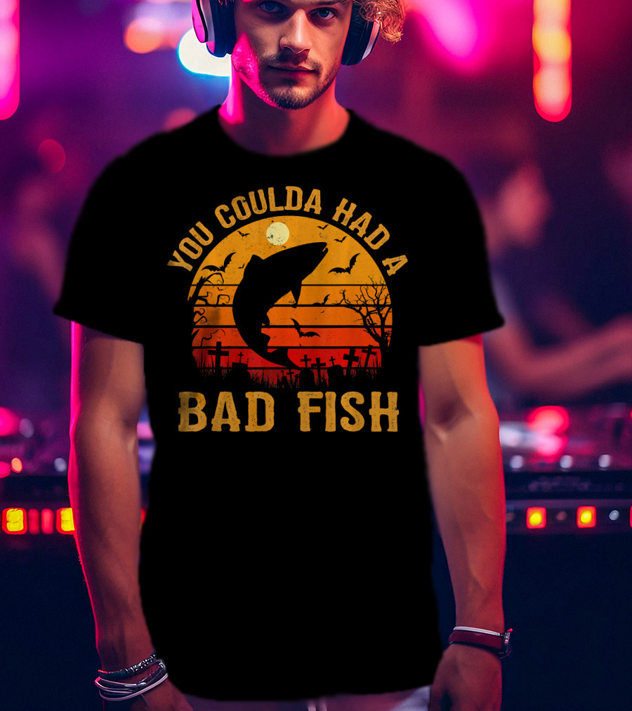 You Coulda Had A Bad Fish Halloween Shark Graveyard Scene T-Shirt