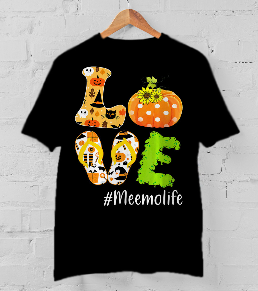 Love Meemolife Pumpkin Flip Flops Halloween T-Shirt