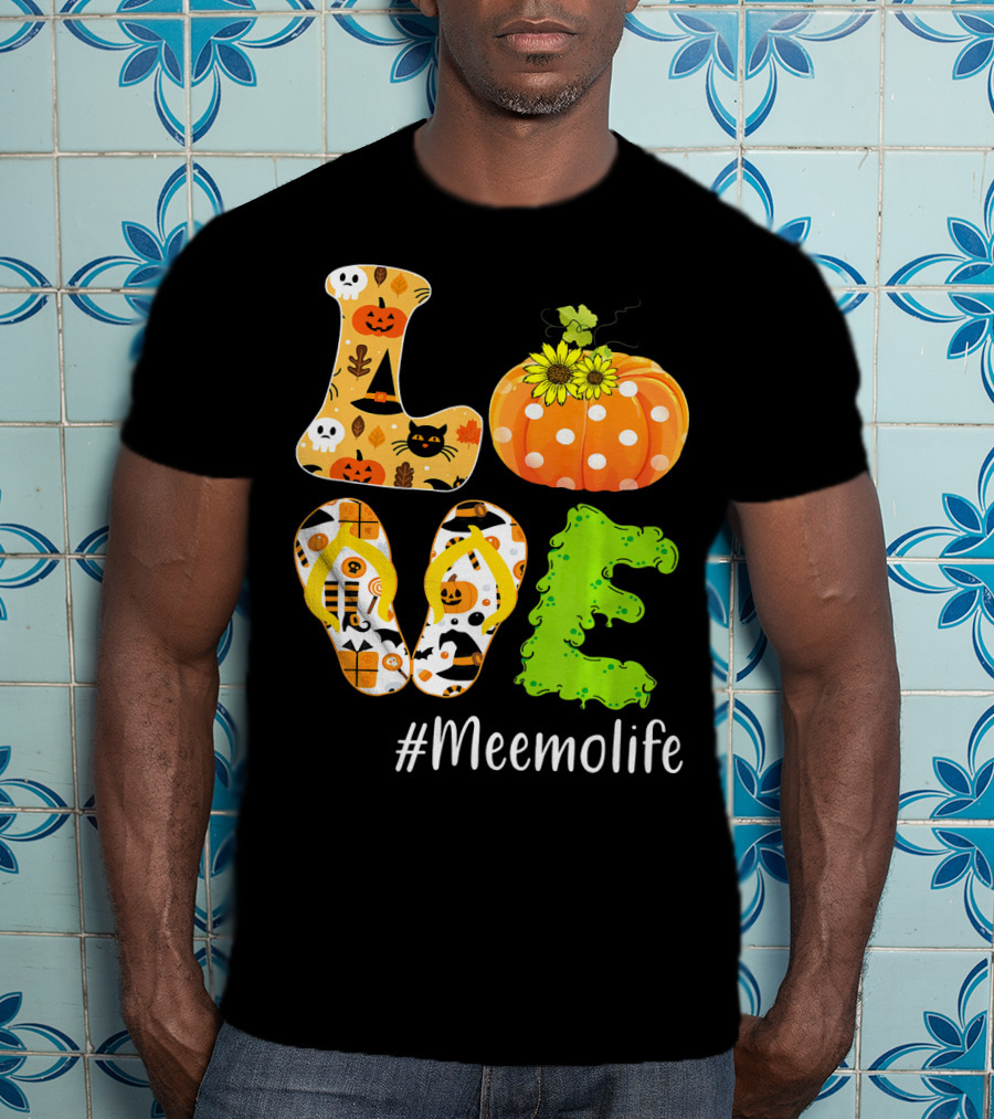 Love Meemolife Pumpkin Flip Flops Halloween T-Shirt