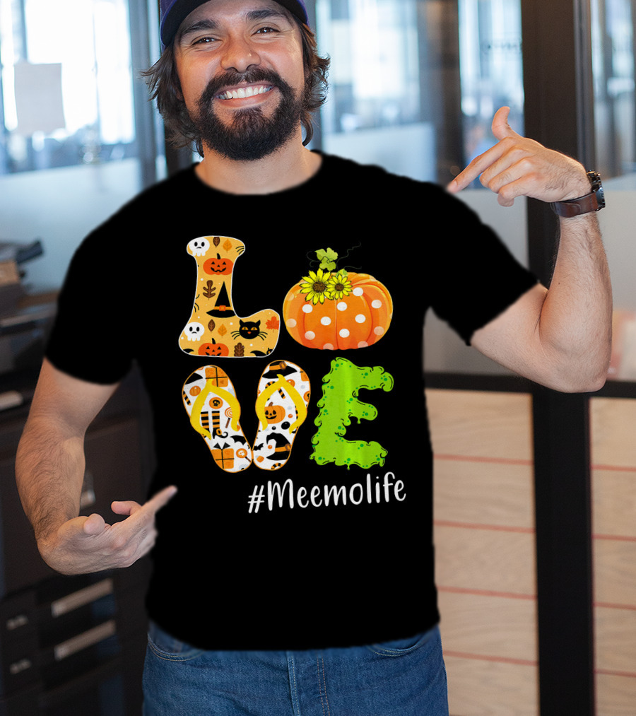 Love Meemolife Pumpkin Flip Flops Halloween T-Shirt