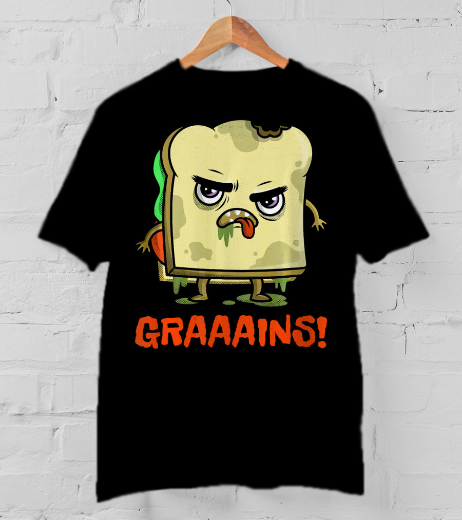 Halloween Zombie Sandwich Graaains Food Grains T-Shirt