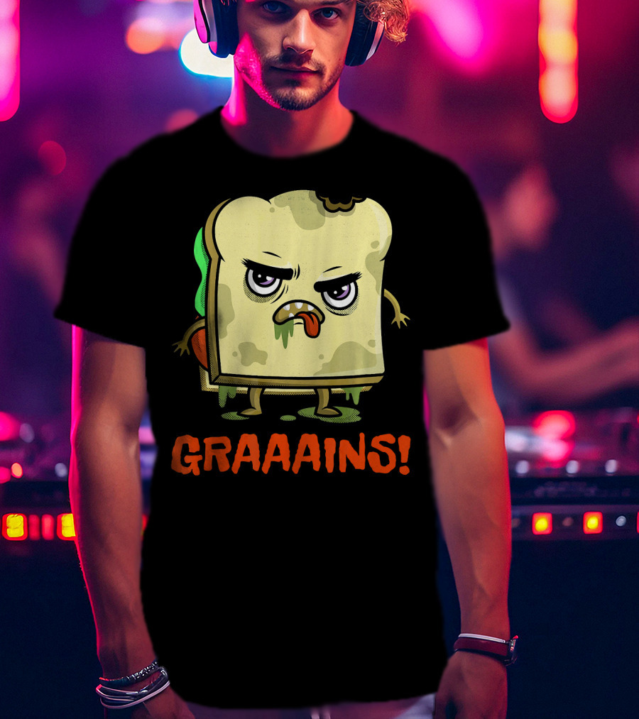 Halloween Zombie Sandwich Graaains Food Grains T-Shirt