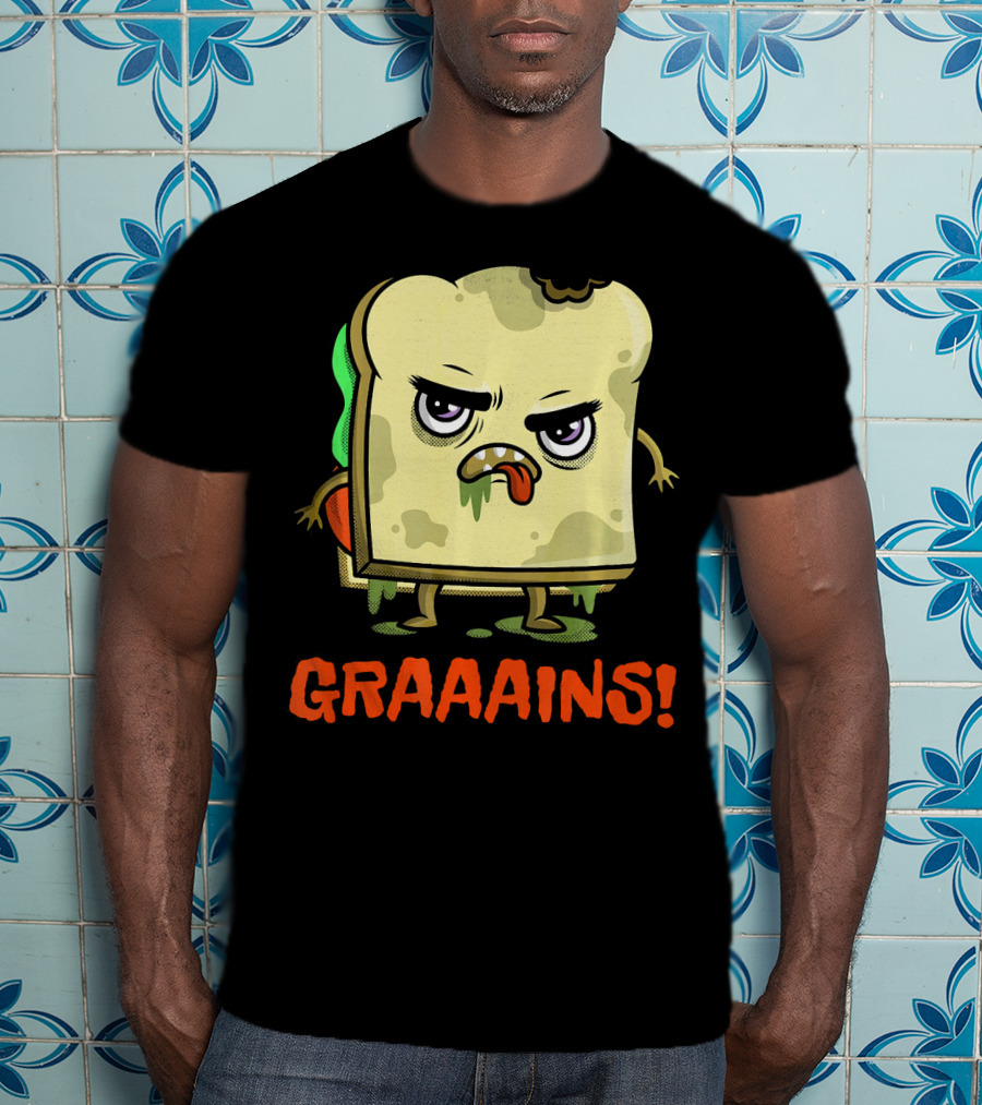 Halloween Zombie Sandwich Graaains Food Grains T-Shirt