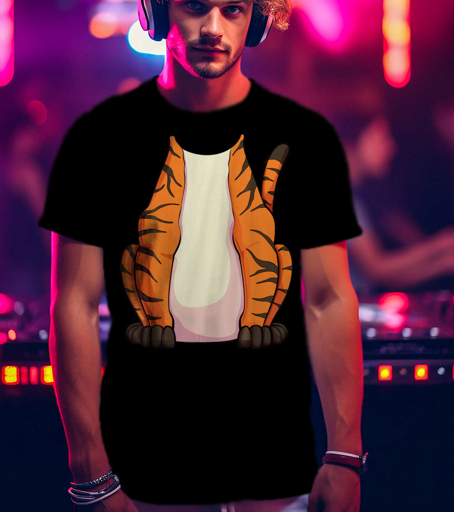 Tiger Costume For Halloween Tiger Stripes Tail T-Shirt