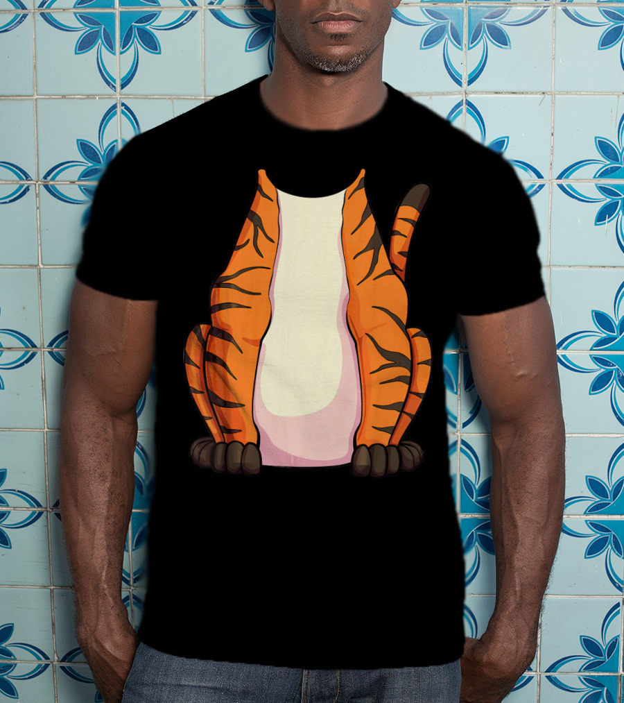 Tiger Costume For Halloween Tiger Stripes Tail T-Shirt