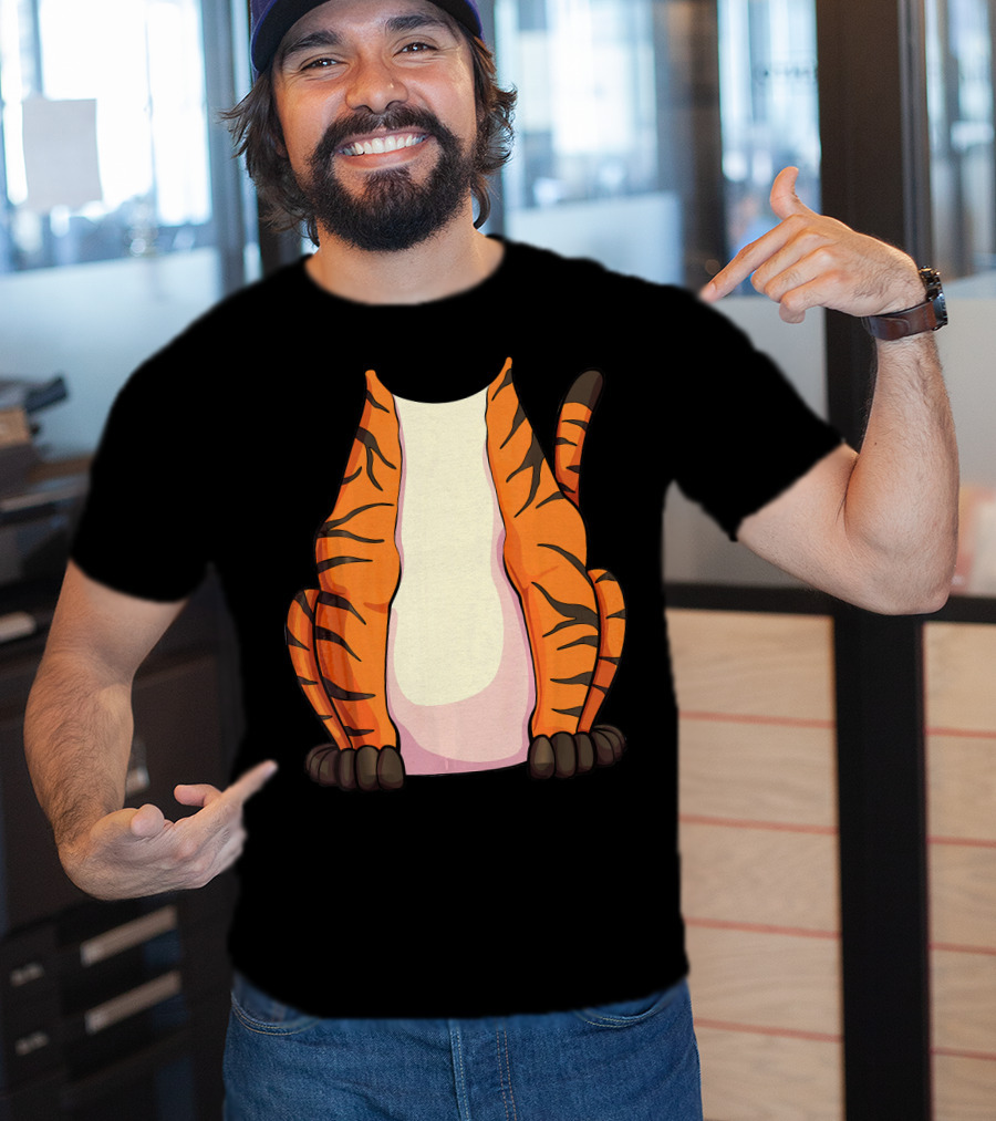 Tiger Costume For Halloween Tiger Stripes Tail T-Shirt