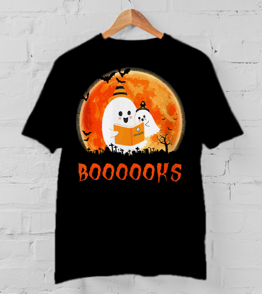 Halloween Ghosts Reading Booooooks With Funny Teacher T-Shirt