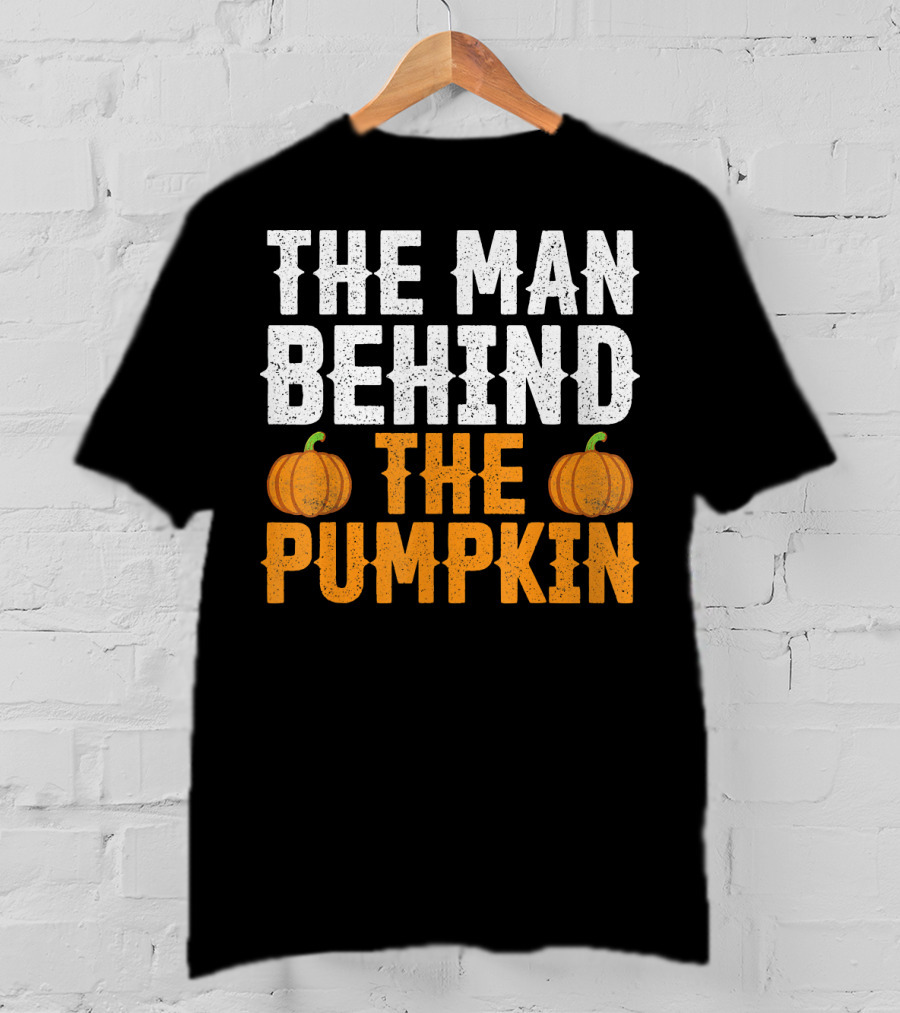 The Man Behind The Pumpkin Men's Funny Halloween Pregnancy Announcement T-Shirt