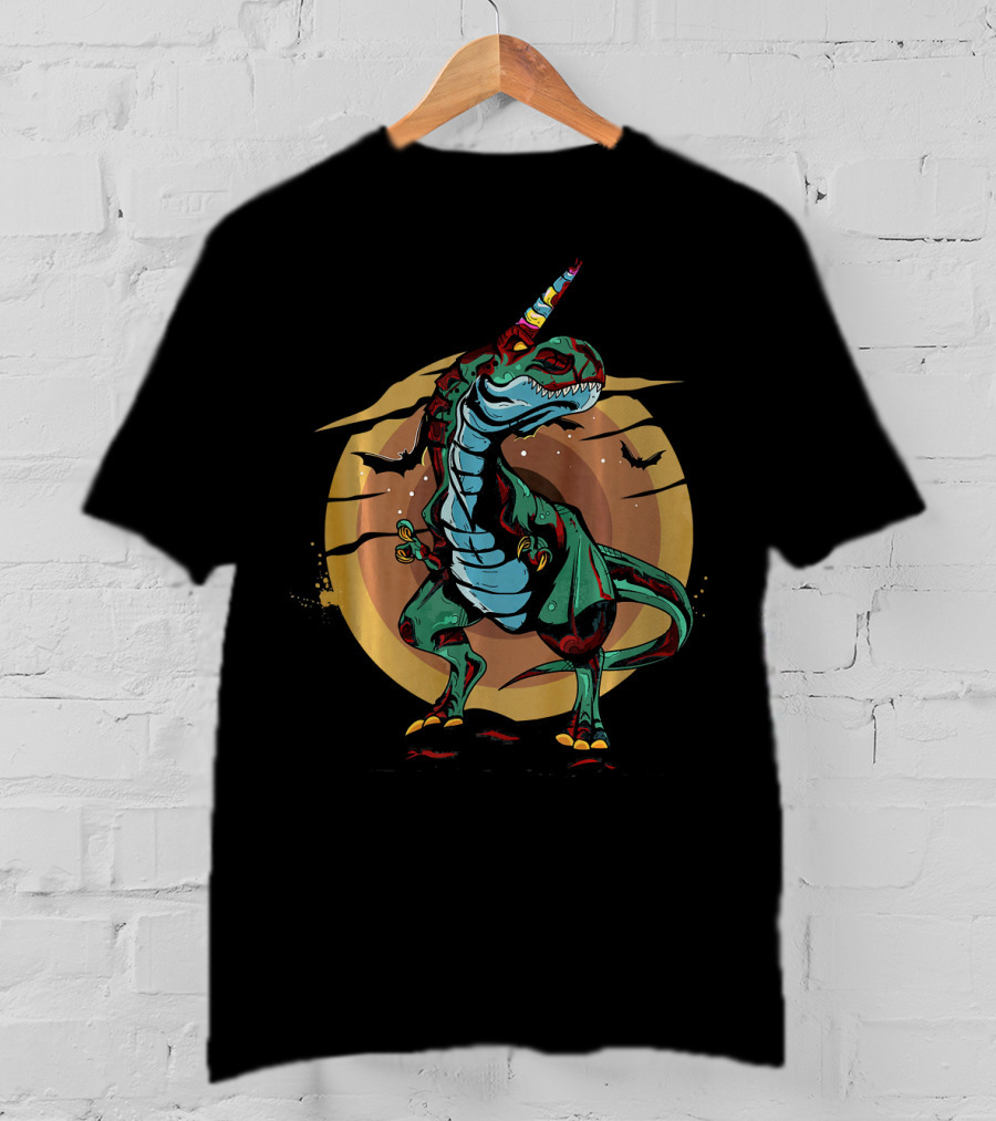 Unicornasaurus Rex Halloween Dinosaur Moon Bats Zo T-Shirt