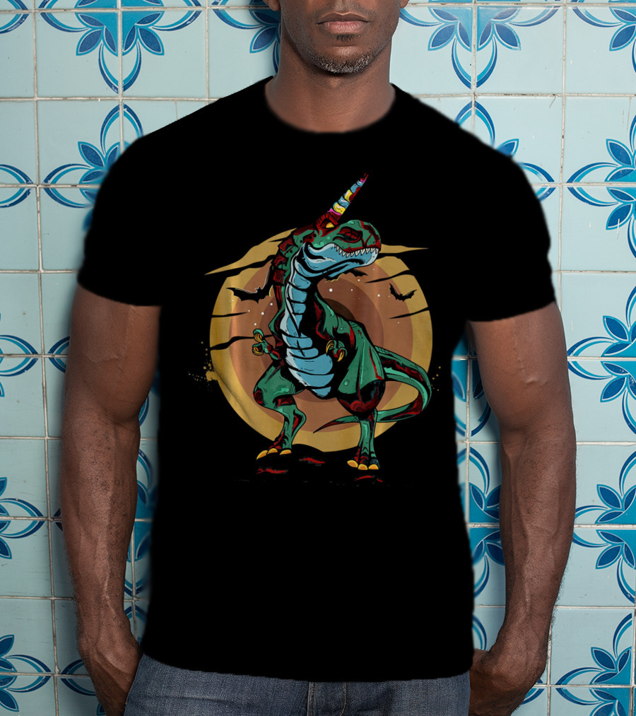 Unicornasaurus Rex Halloween Dinosaur Moon Bats Zo T-Shirt