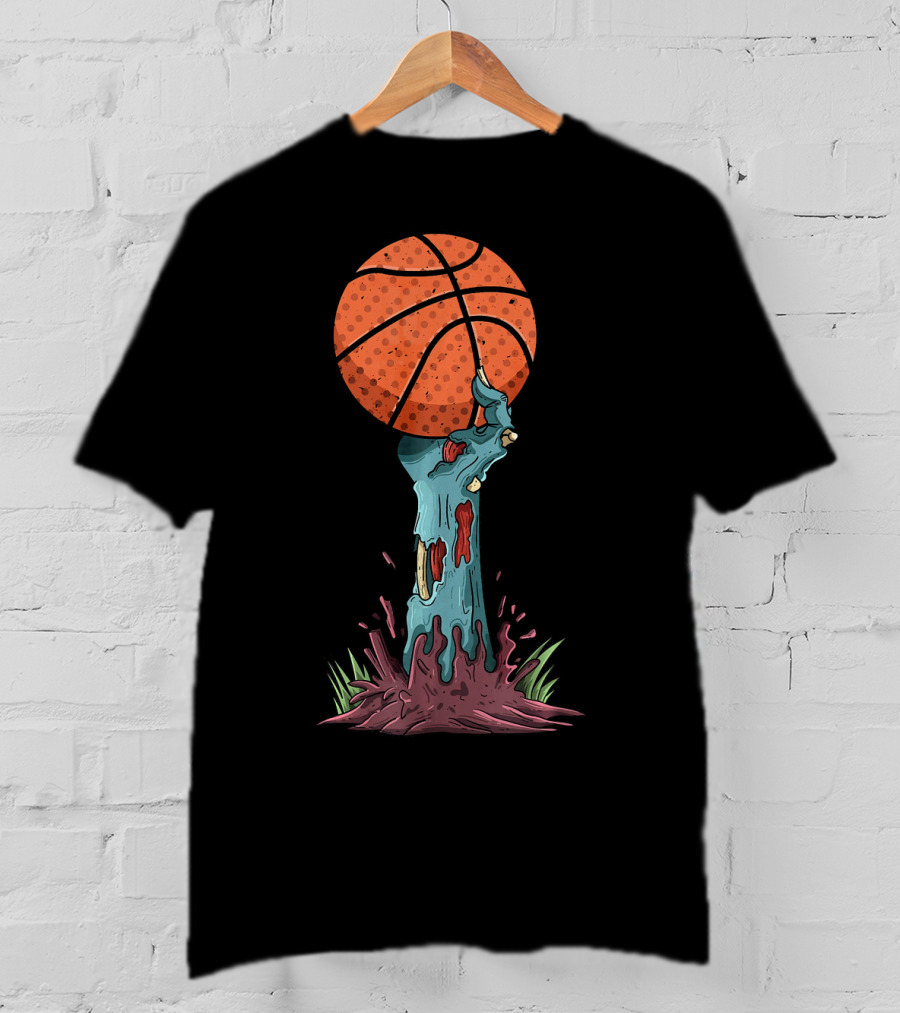 Zombie Hands Grasping Basketball Emerge From Ground T-Shirt