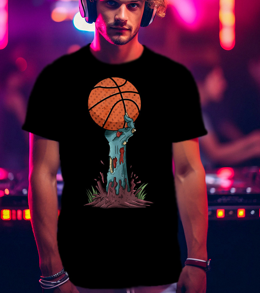 Zombie Hands Grasping Basketball Emerge From Ground T-Shirt