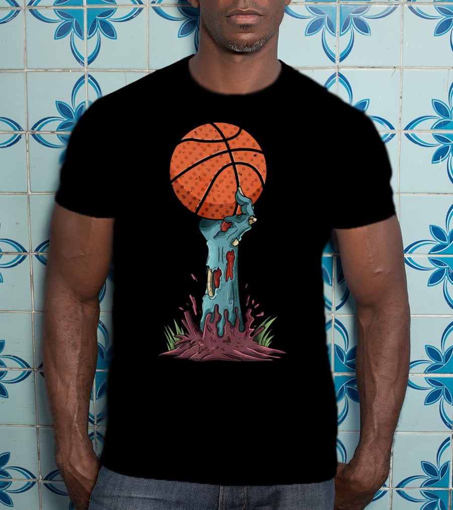 Zombie Hands Grasping Basketball Emerge From Ground T-Shirt