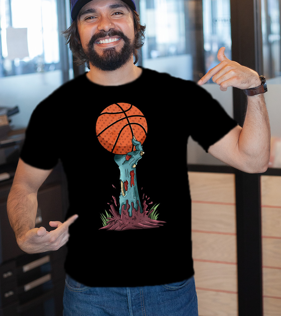 Zombie Hands Grasping Basketball Emerge From Ground T-Shirt