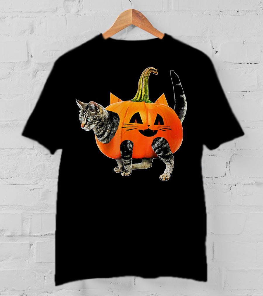 Funny Halloween Jack O Lantern Pumpkin Cat Costume T-Shirt