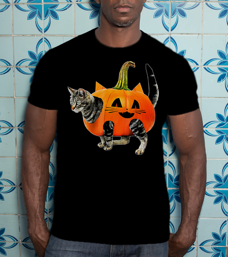 Funny Halloween Jack O Lantern Pumpkin Cat Costume T-Shirt