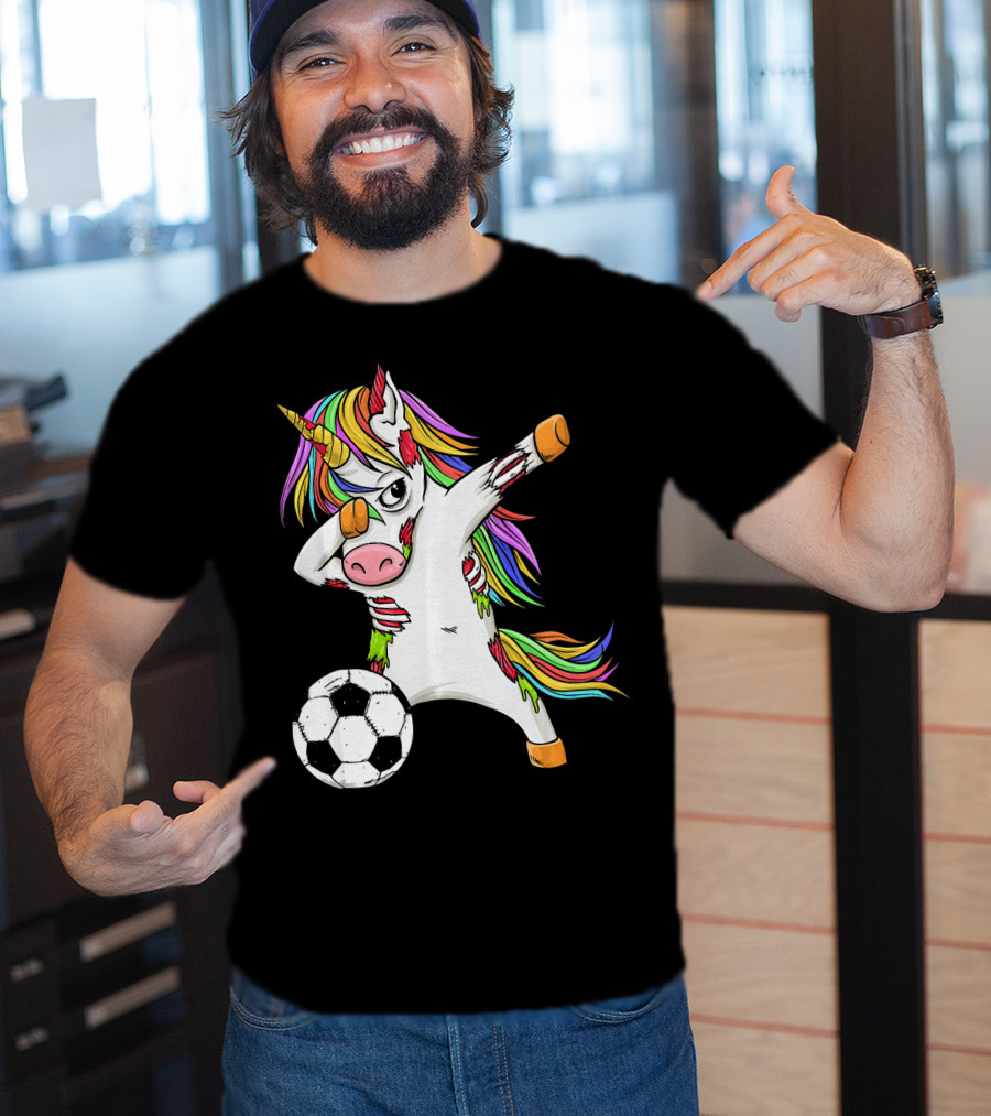 Zombie Unicorn Dabbing Halloween Soccer Ball T-Shirt