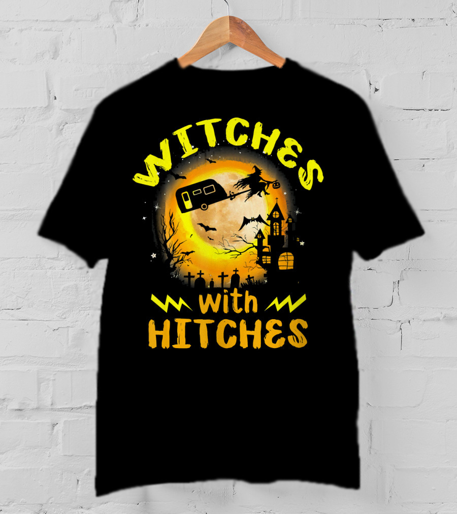 Witches With Hitches Halloween Camping Scene T-Shirt