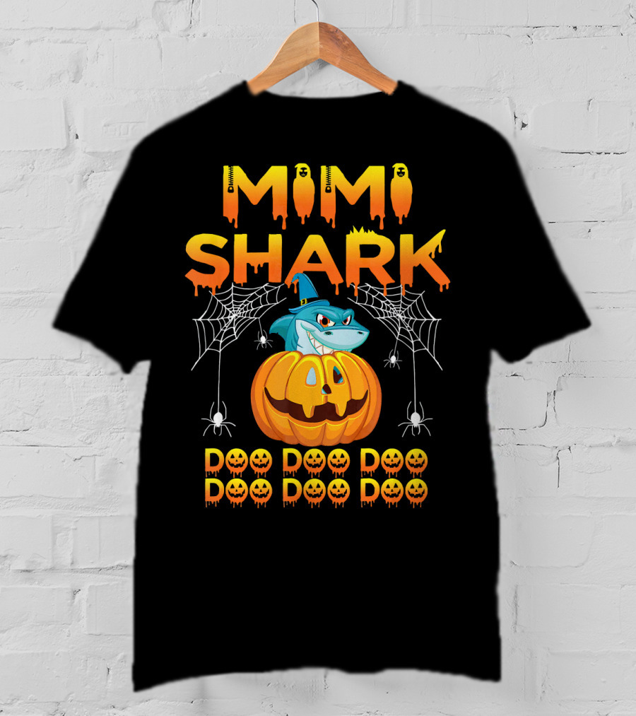 Mimi Shark Halloween Pumpkin Spider Web Doo Doo Costume Mat T-Shirt