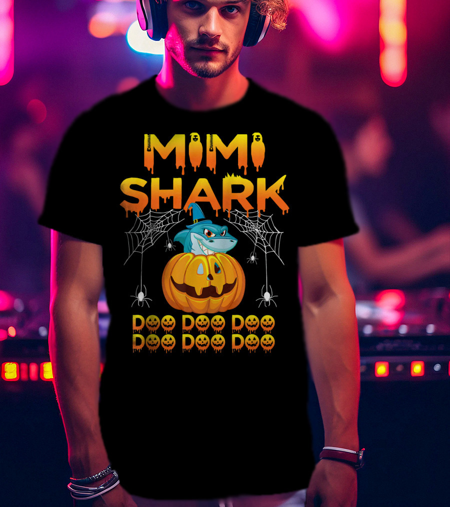Mimi Shark Halloween Pumpkin Spider Web Doo Doo Costume Mat T-Shirt