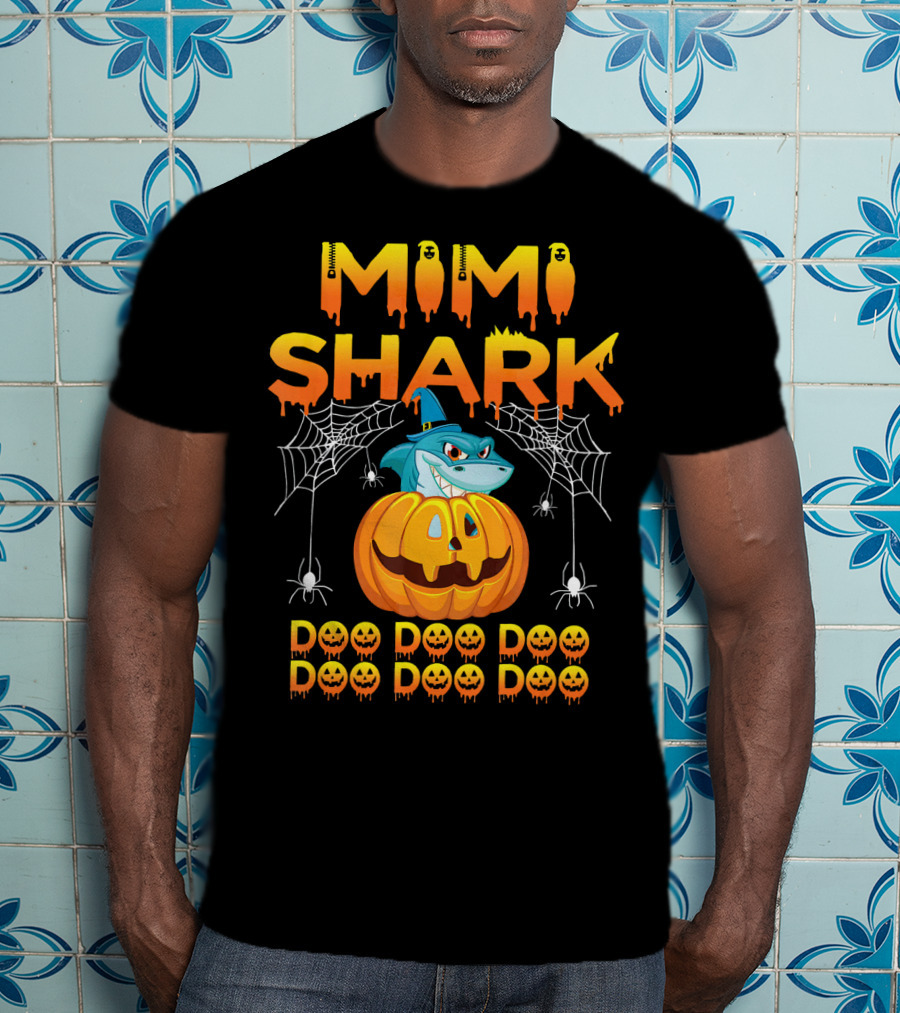 Mimi Shark Halloween Pumpkin Spider Web Doo Doo Costume Mat T-Shirt